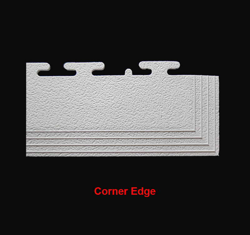  pvc-Leather-look-tiles product-details Leather-Look-PVC-Garage-Flooring-Corner-Edges-White-model-gfl-di-1325WHITE-CORNER-EDGE-CLOSE-WS-EB