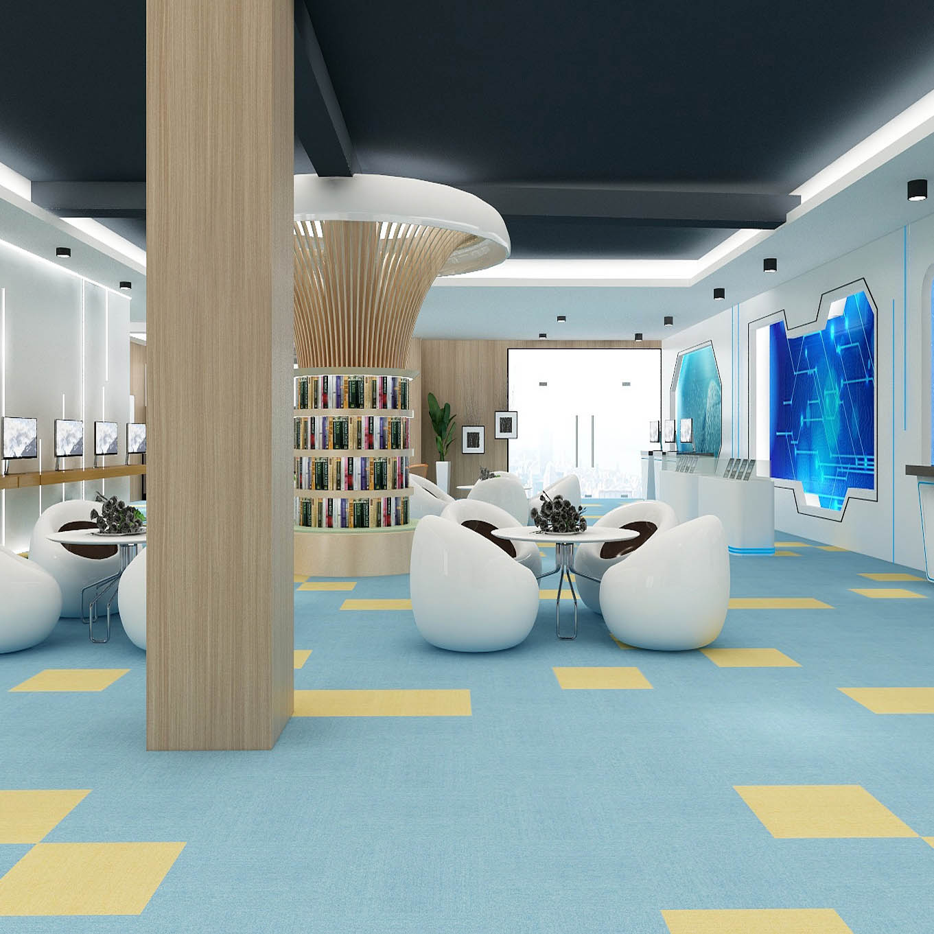  funky-carpet-tiles product-details magic-cube-011-yellow50x50cm-model-fct-1351Magic-Cube-demo-03