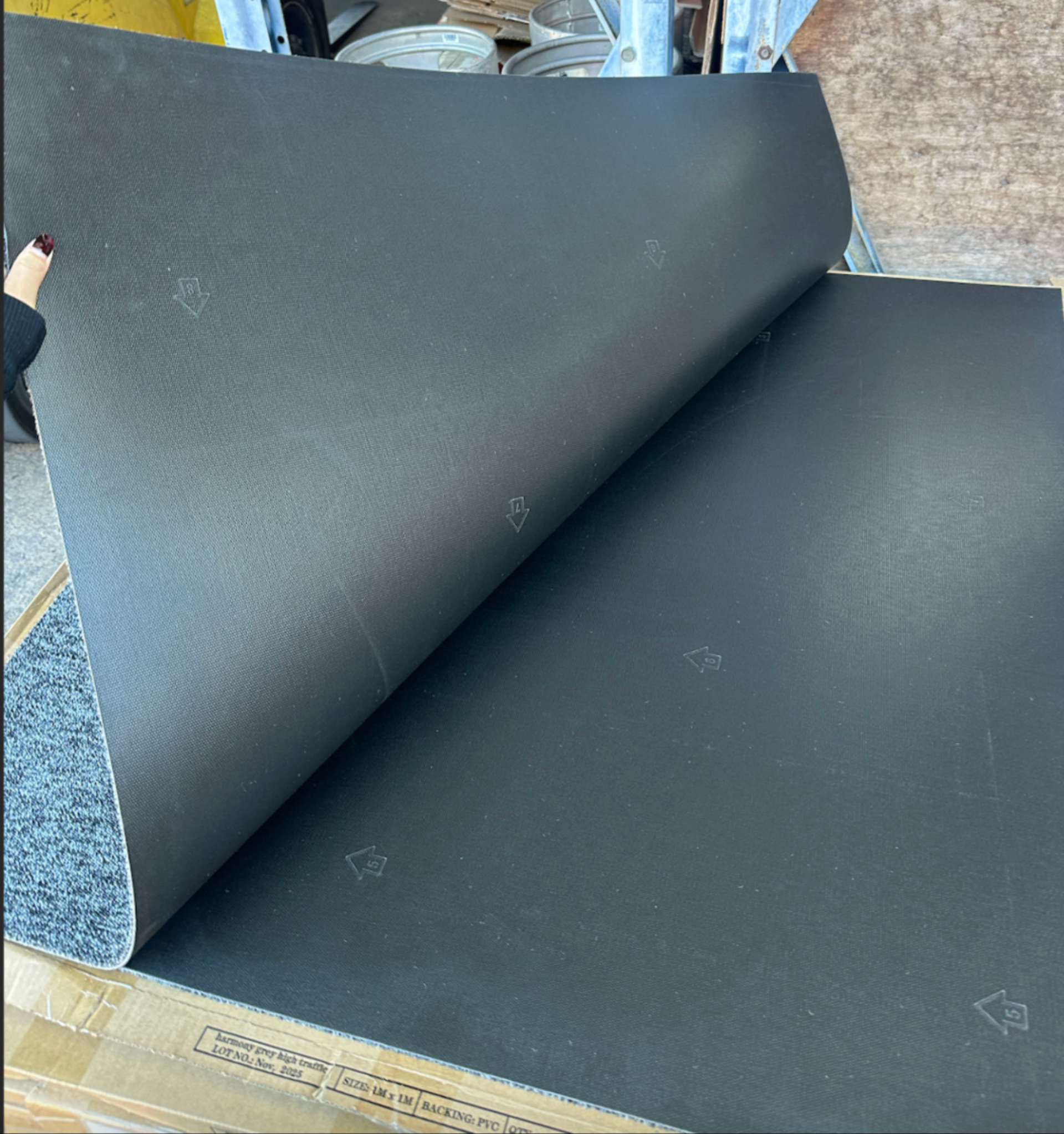  clearance-lines-and-weekly-specials-video product-details Harmony-Grey-High-Traffic-1m-x-1m-Carpet-TilesBacking