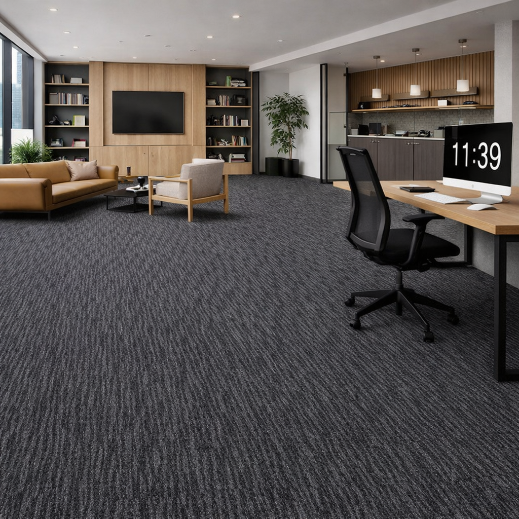  clearance-lines-and-weekly-specials-video product-details Chino-02-Charcoal-50cm-x-50cm-Carpet-Tiles-model-1993Mockup-1