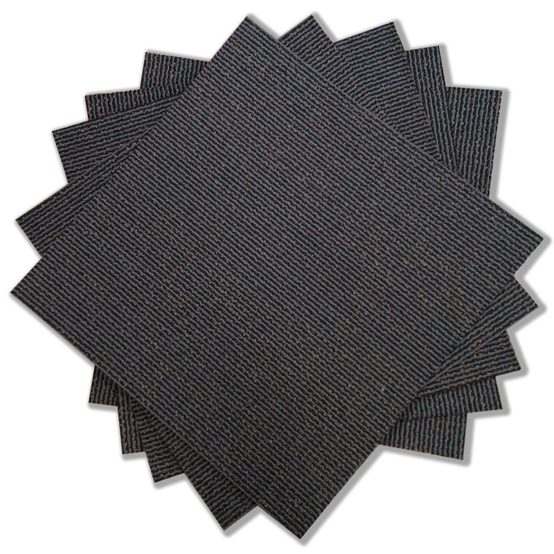  carpet-tiles product-details fence-7-base-charcoal-brown-highlights-model:cpt-344fence-7-base-carpet-tile-stack-WS