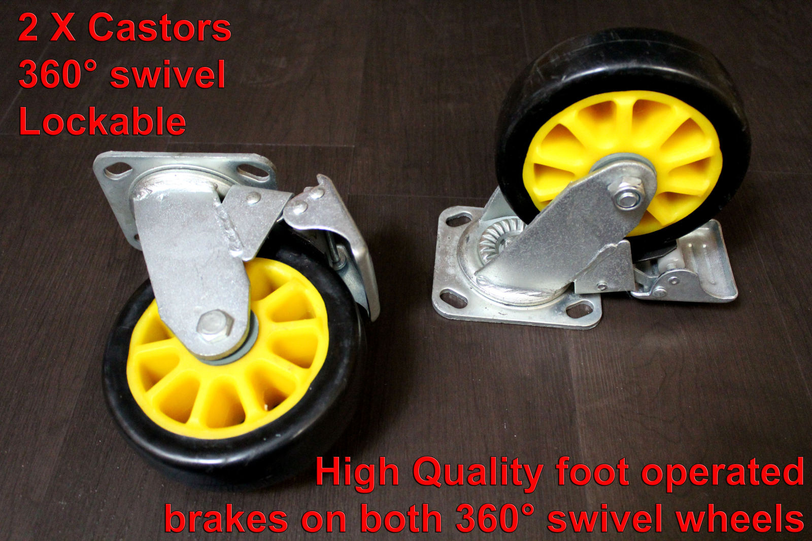  trolleys-and-accessories product-details set-of-4-heavy-duty-pu-castors-15cm-2-with-foot-brake-model:tra-884trolleys-ladders-and-accessories-castors_pu_3w