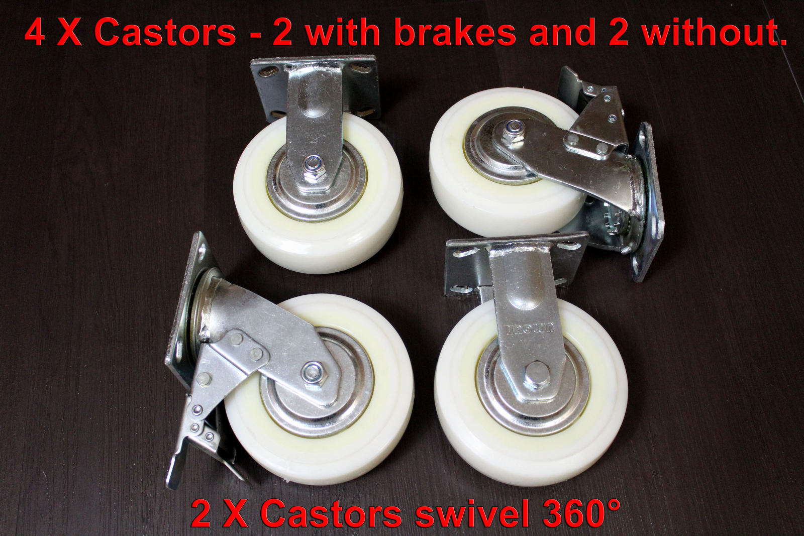  trolleys-and-accessories product-details set-of-4-heavy-duty-nylon-castors-15cm-2-with-foot-brake-model:tra-886trolleys-ladders-and-accessories-castors_nylon_1w