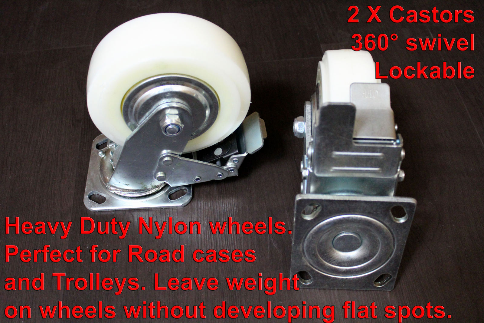  trolleys-and-accessories product-details set-of-4-heavy-duty-nylon-castors-15cm-2-with-foot-brake-model:tra-886trolleys-ladders-and-accessories-castors_nylon_3w