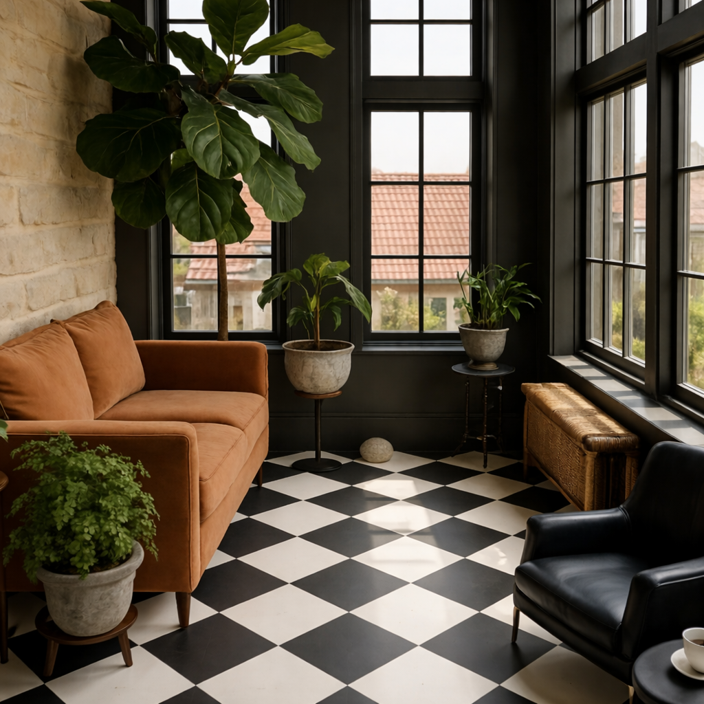  Loose-lay-vinyl-tiles product-details Loose-Lay-VInyl-Floor-Tiles-Black-and-White-Checker-model-LL-vtl-917Mockup-2