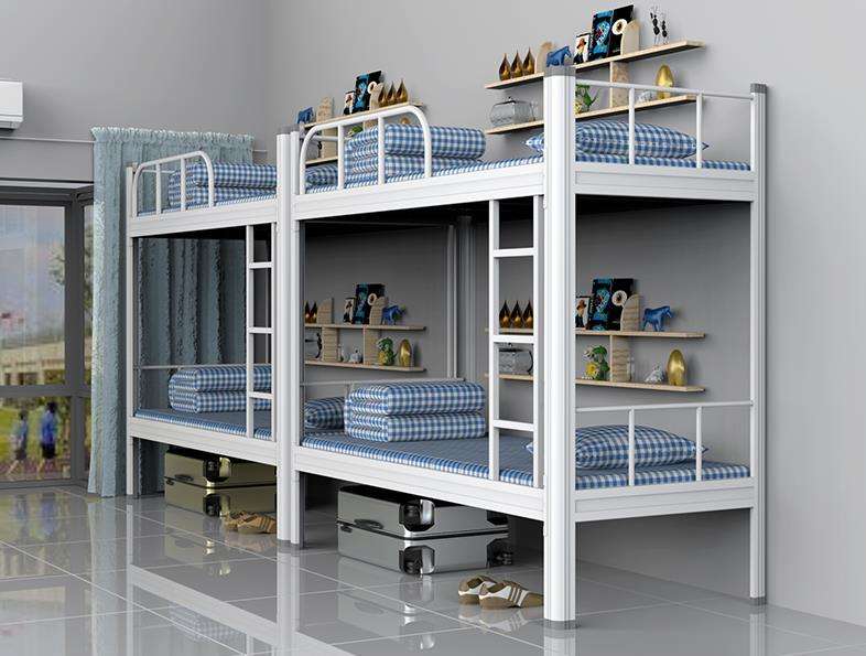  beds-and-mattresses product-details SINGLE-BUNK-BED-SILVER-WHITE-SQUARED-METAL-model-bdm-95411
